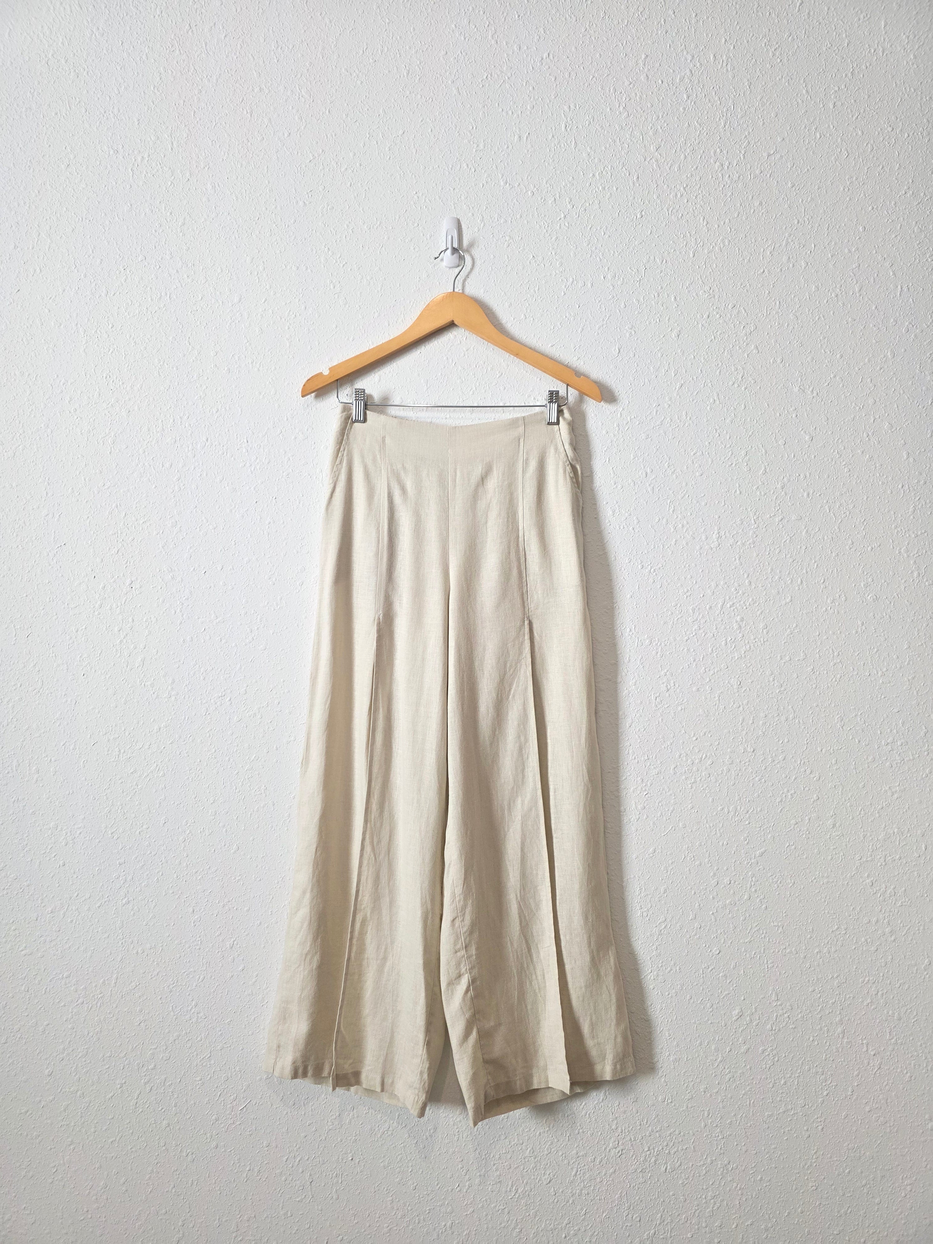 Linen Blend Wide Leg Pants (M)