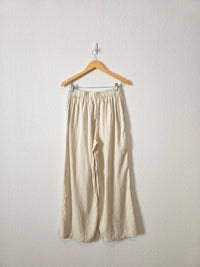 Linen Blend Wide Leg Pants (M)