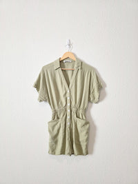 Zara Sage Linen Blend Romper (S)