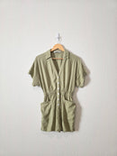 Zara Sage Linen Blend Romper (S)
