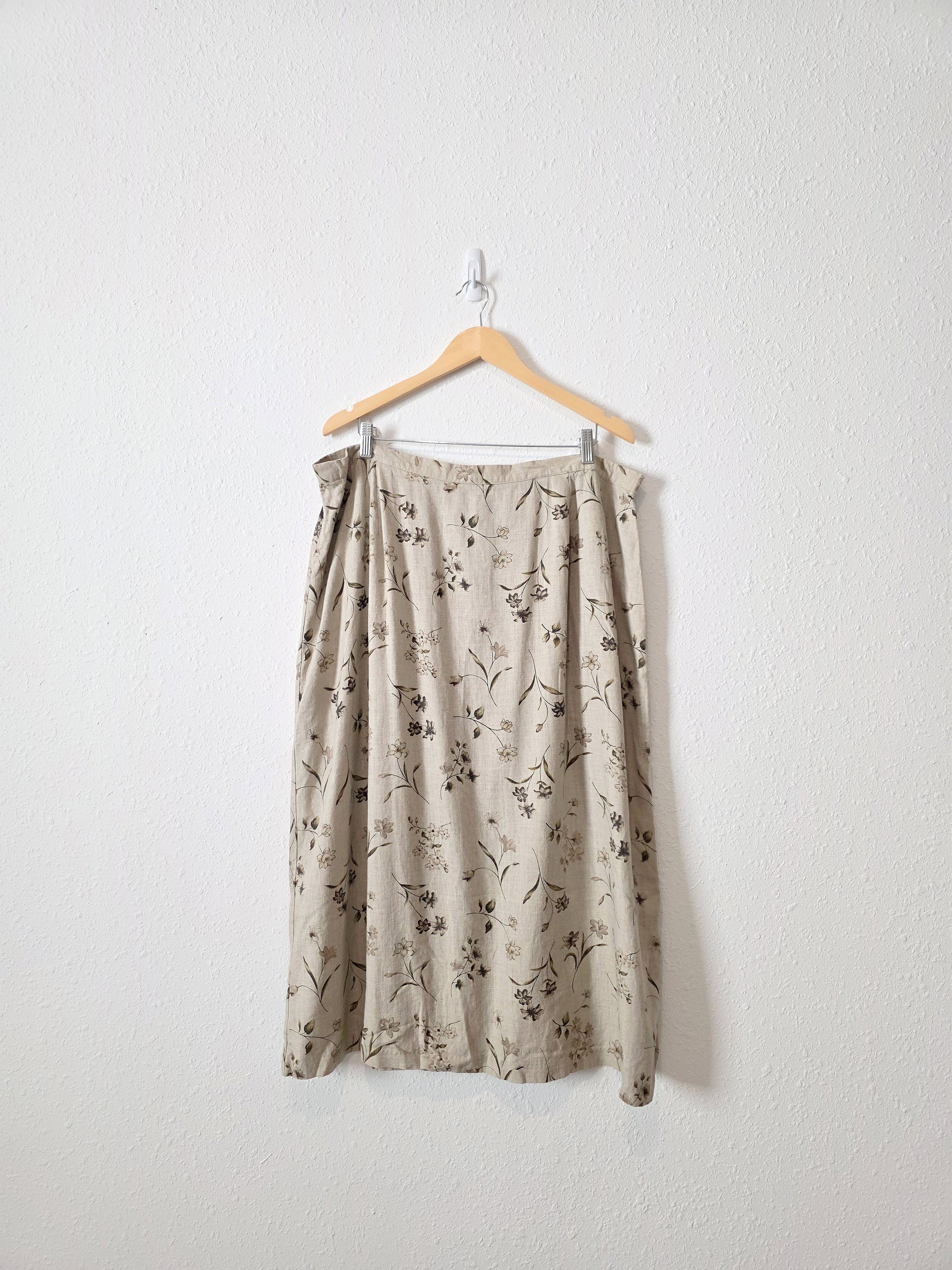 Vintage Neutral Floral Midi Skirt (24)