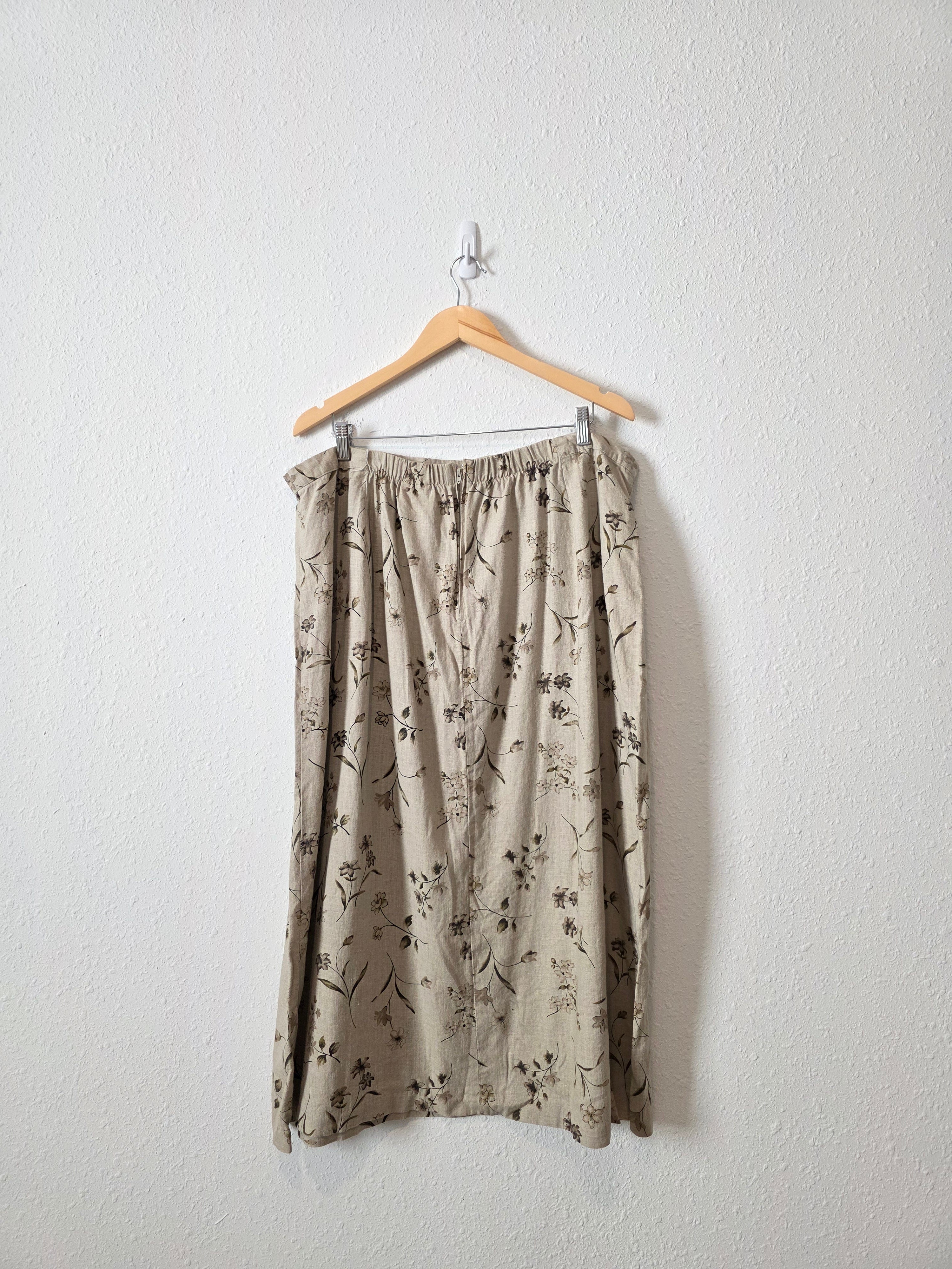Vintage Neutral Floral Midi Skirt (24)