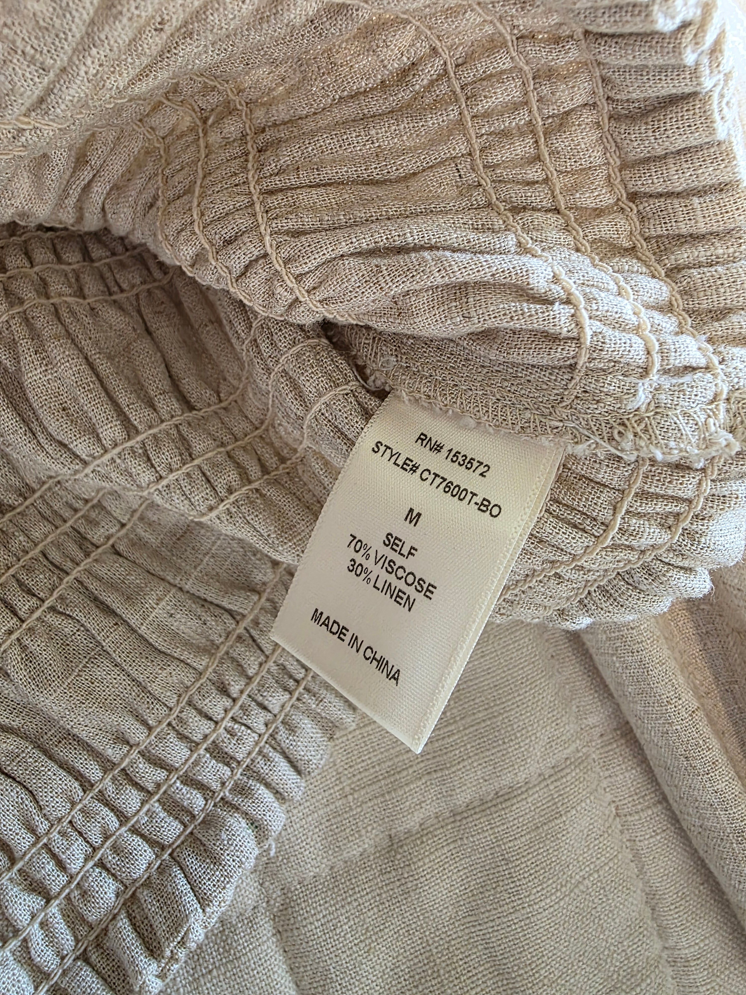 Bohme Smocked Linen Top (M)