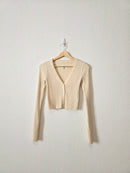 Aerie Cream Ribbed Cardigan (XS)
