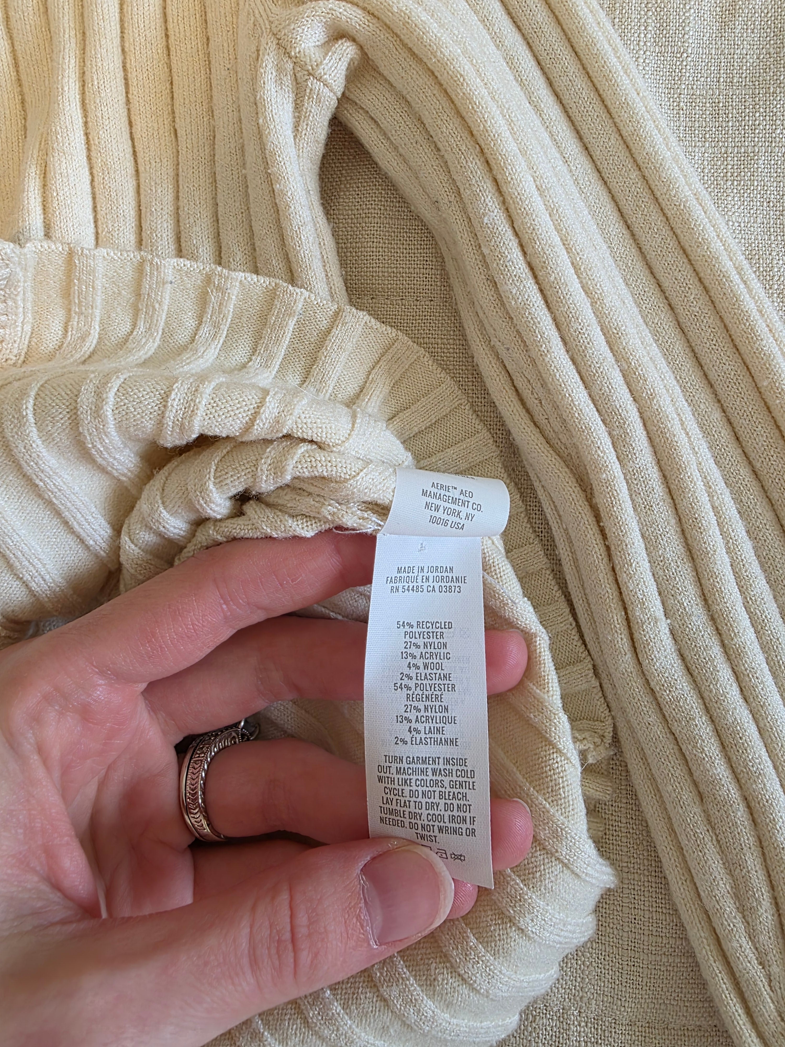 Aerie Cream Ribbed Cardigan (XS)