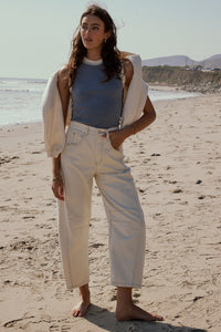 NEW Bohme Cream Barrel Jeans (XL)