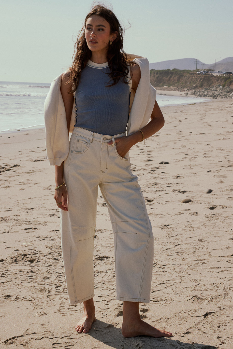 NEW Bohme Cream Barrel Jeans (XL)