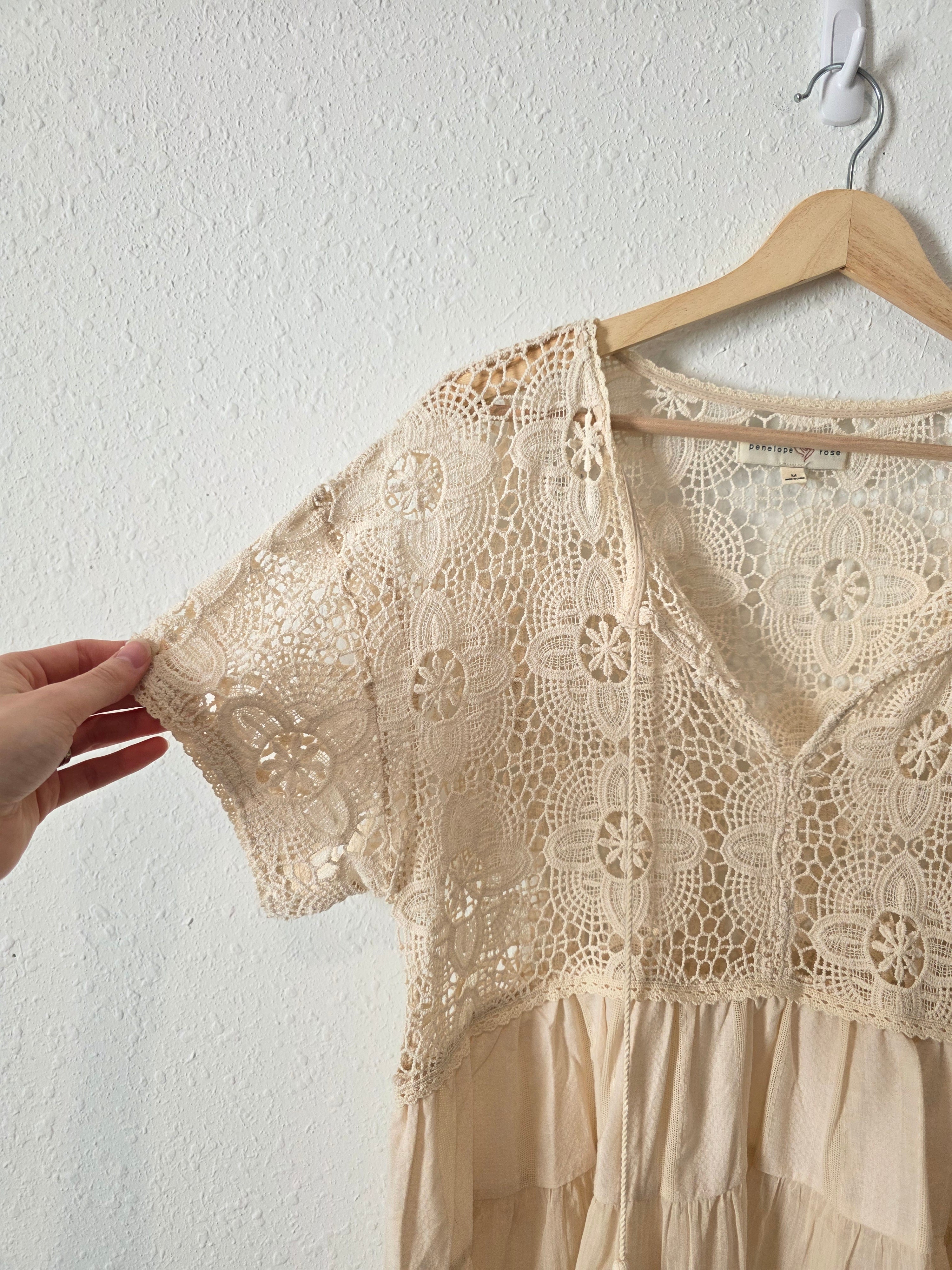 Floral Crochet Boho Blouse (M)