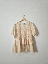 Floral Crochet Boho Blouse (M)