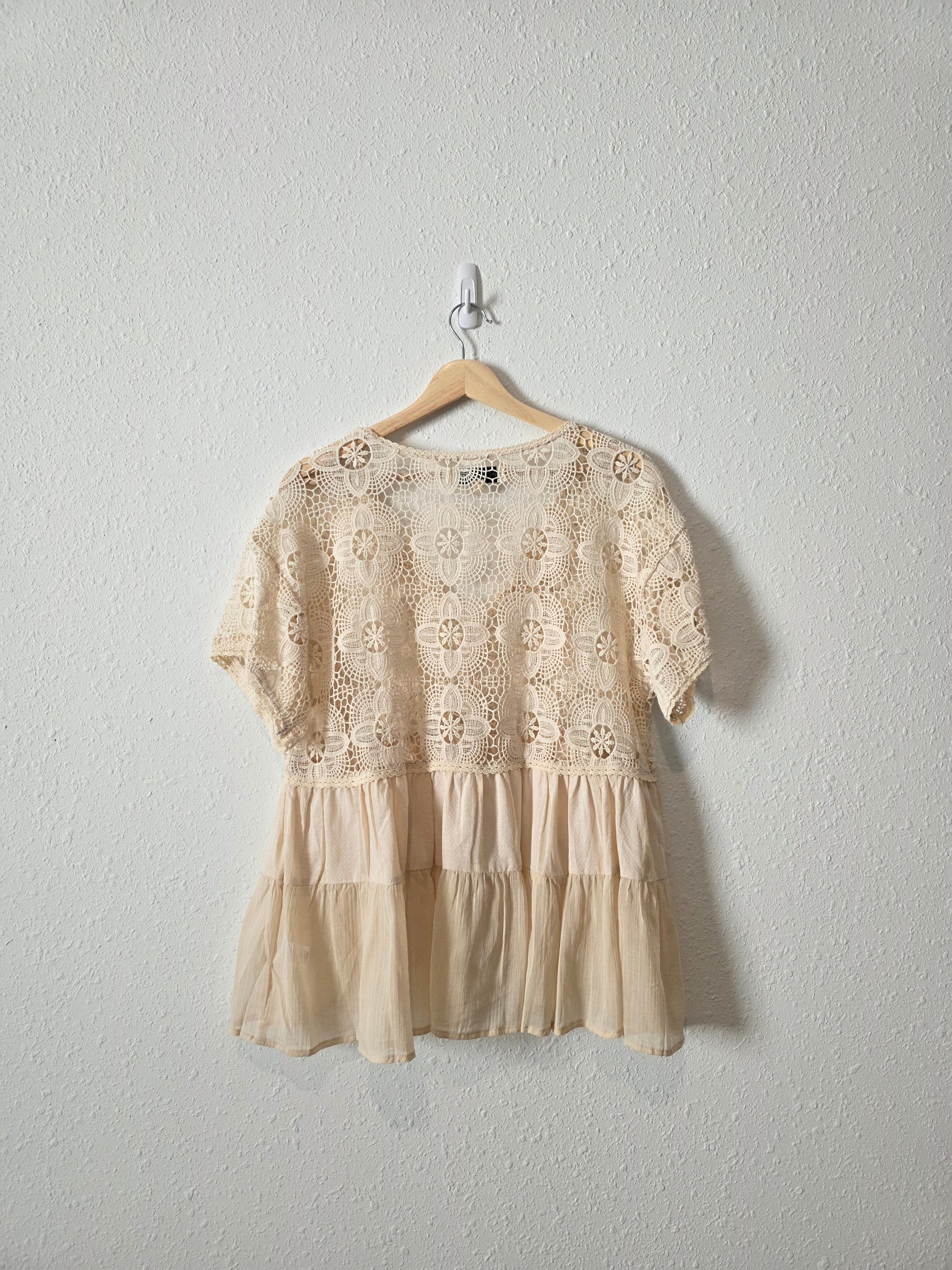 Floral Crochet Boho Blouse (M)