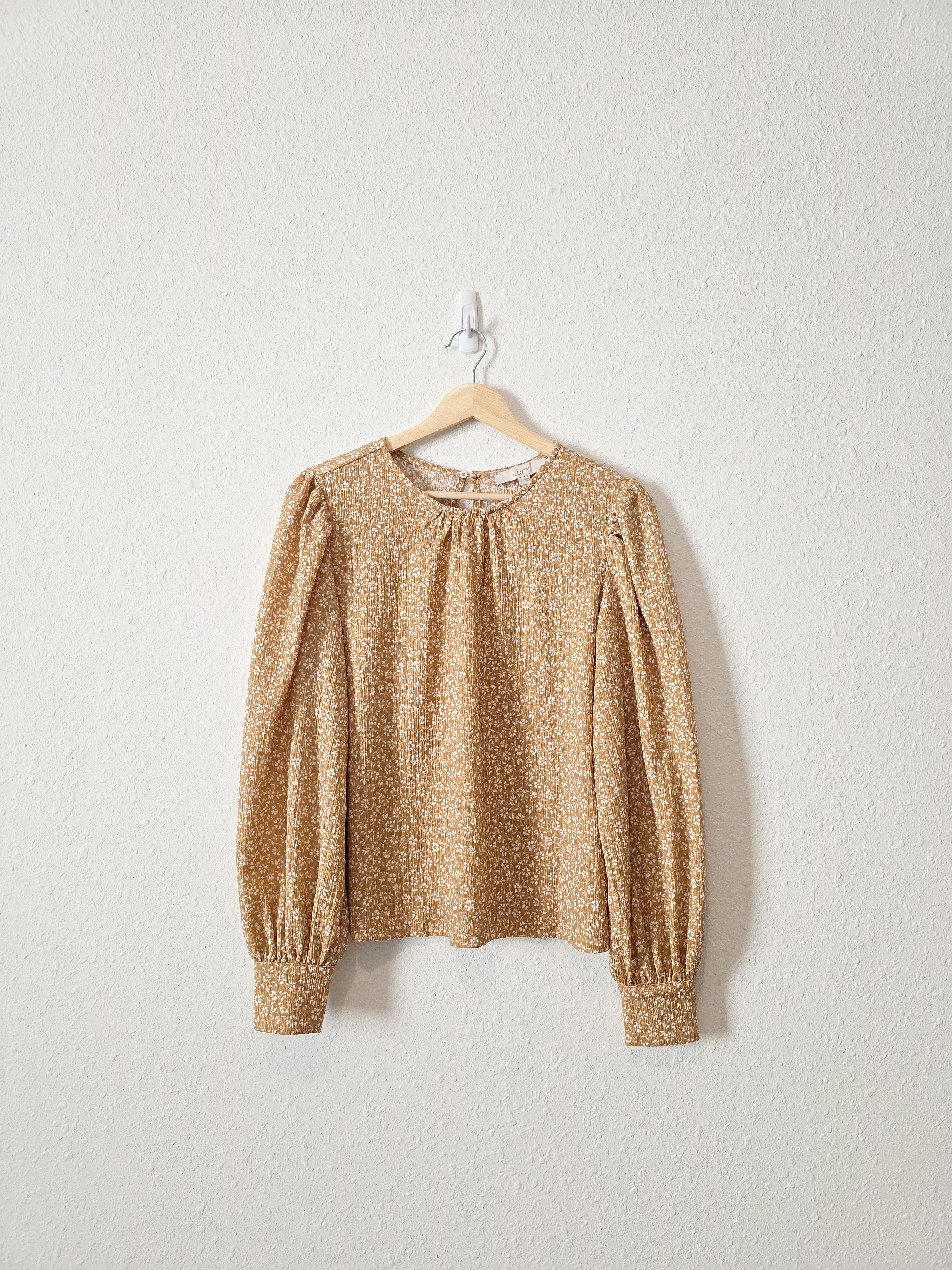 Loft Floral Puff Sleeve Top (S)