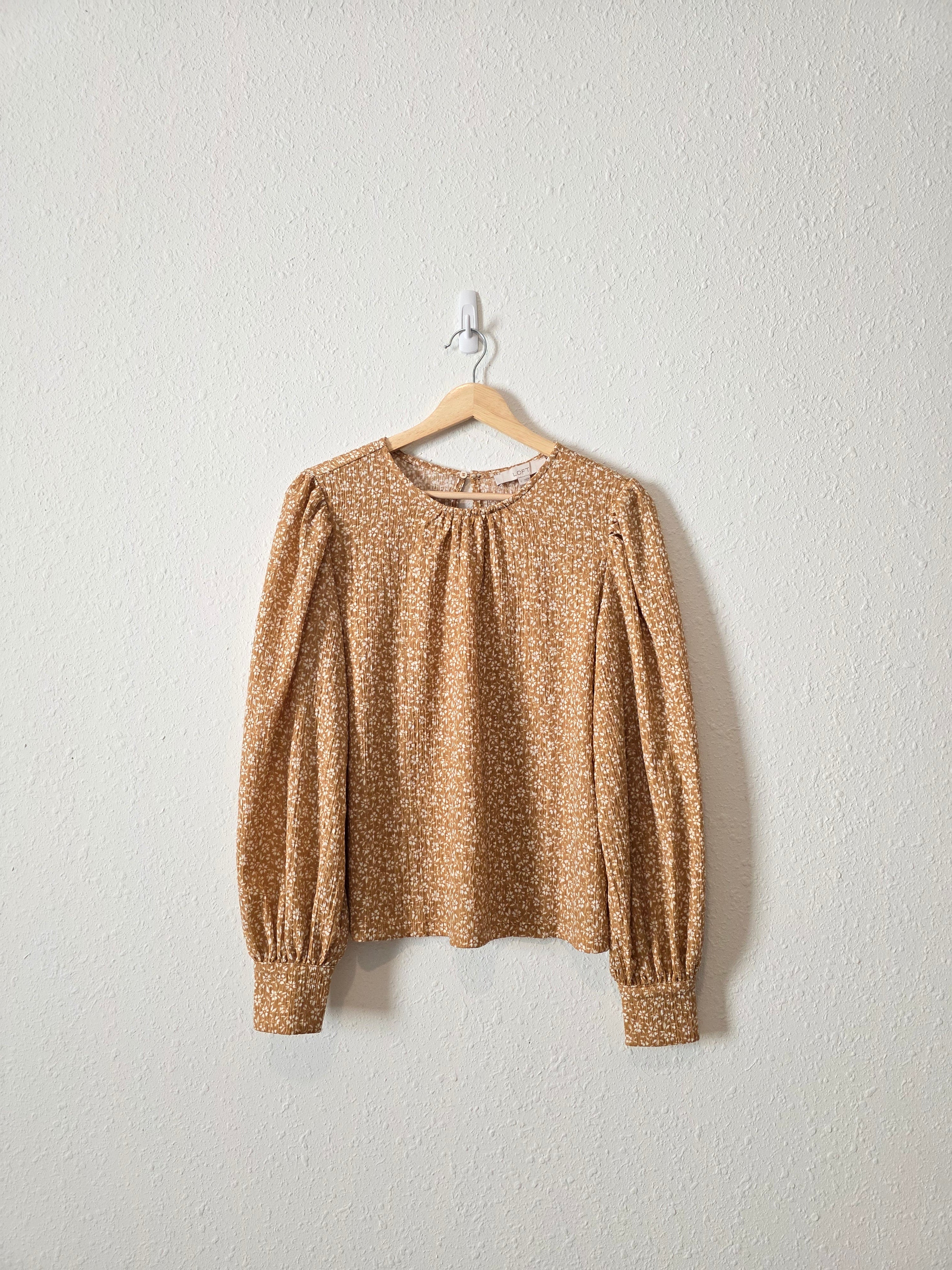 Loft Floral Puff Sleeve Top (S)