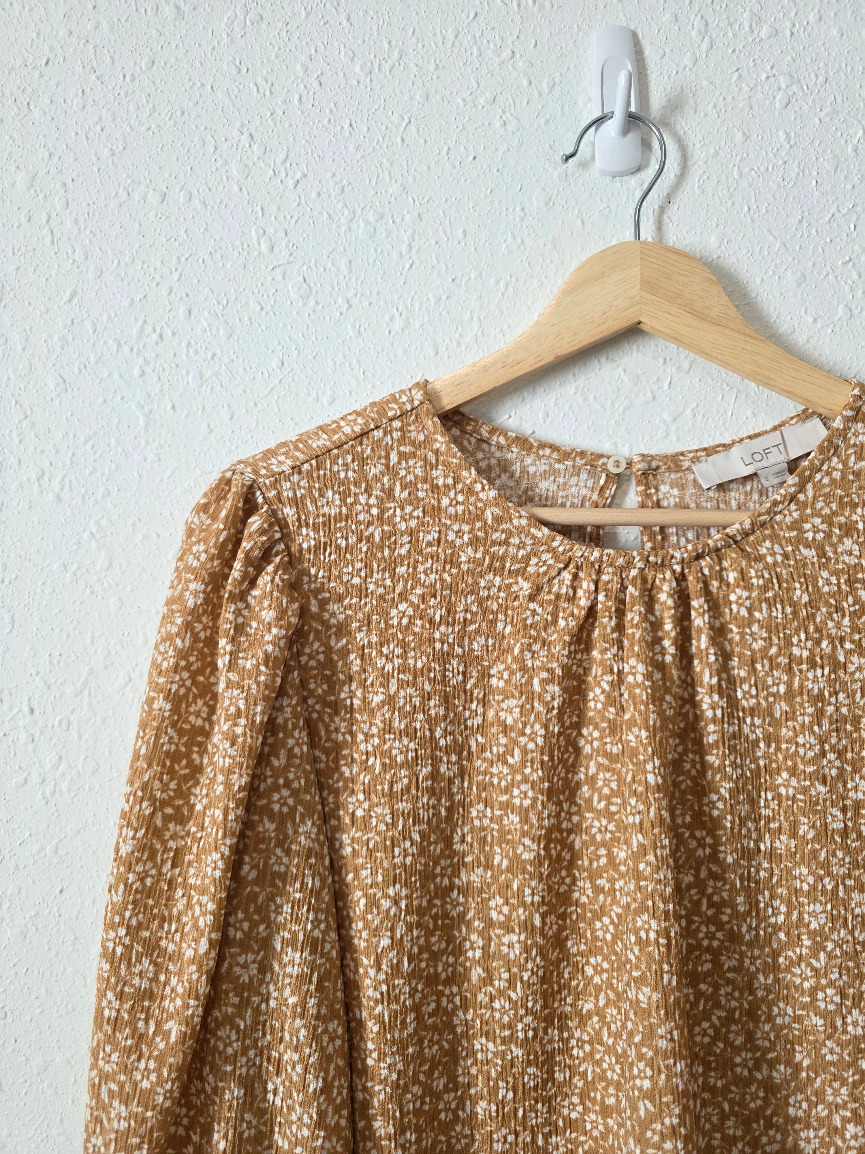 Loft Floral Puff Sleeve Top (S)
