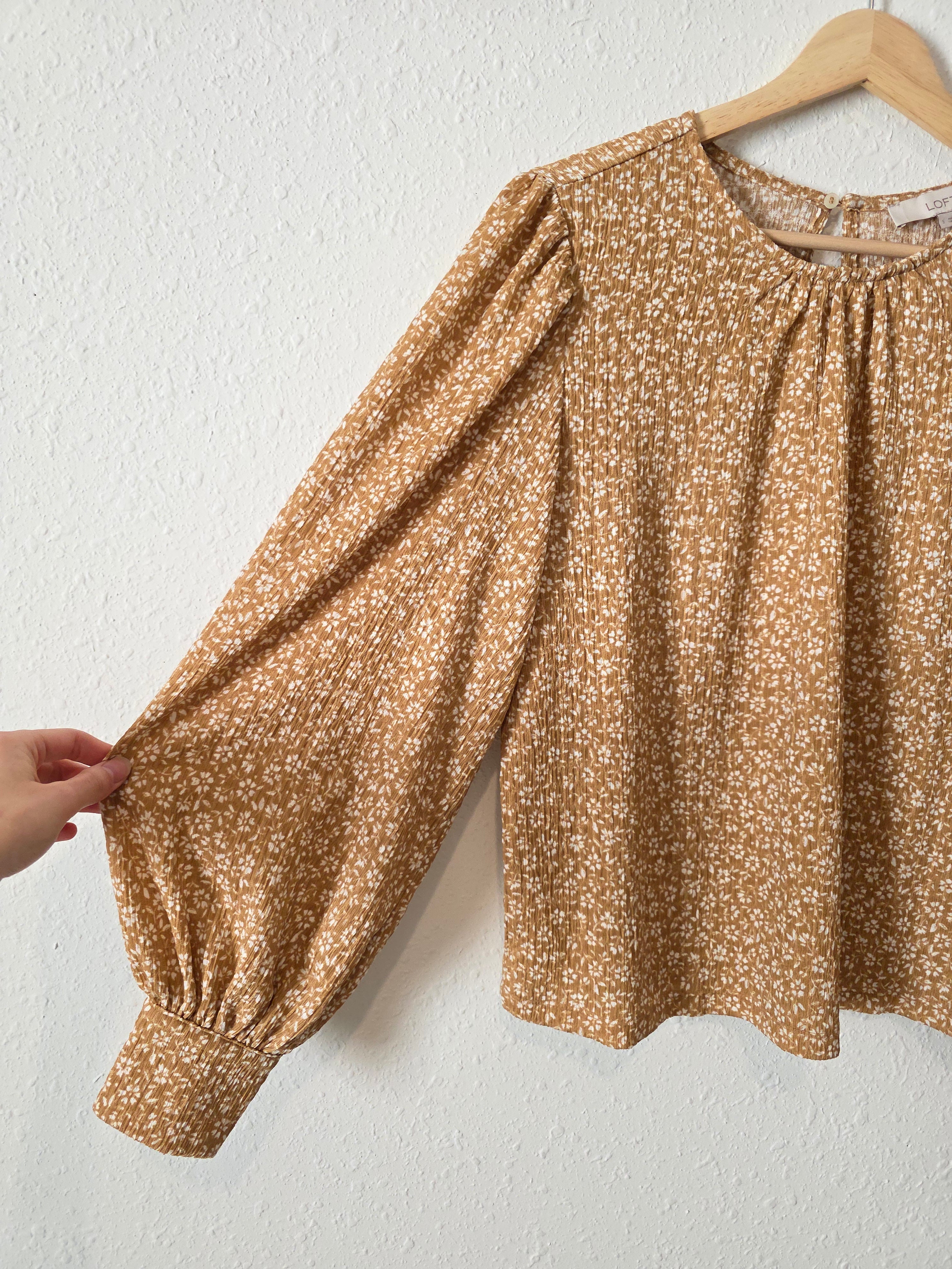 Loft Floral Puff Sleeve Top (S)
