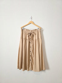 Linen Blend Midi Skirt (L)
