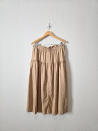 Linen Blend Midi Skirt (L)