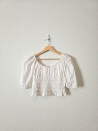 White Smocked Cotton Top (XS)