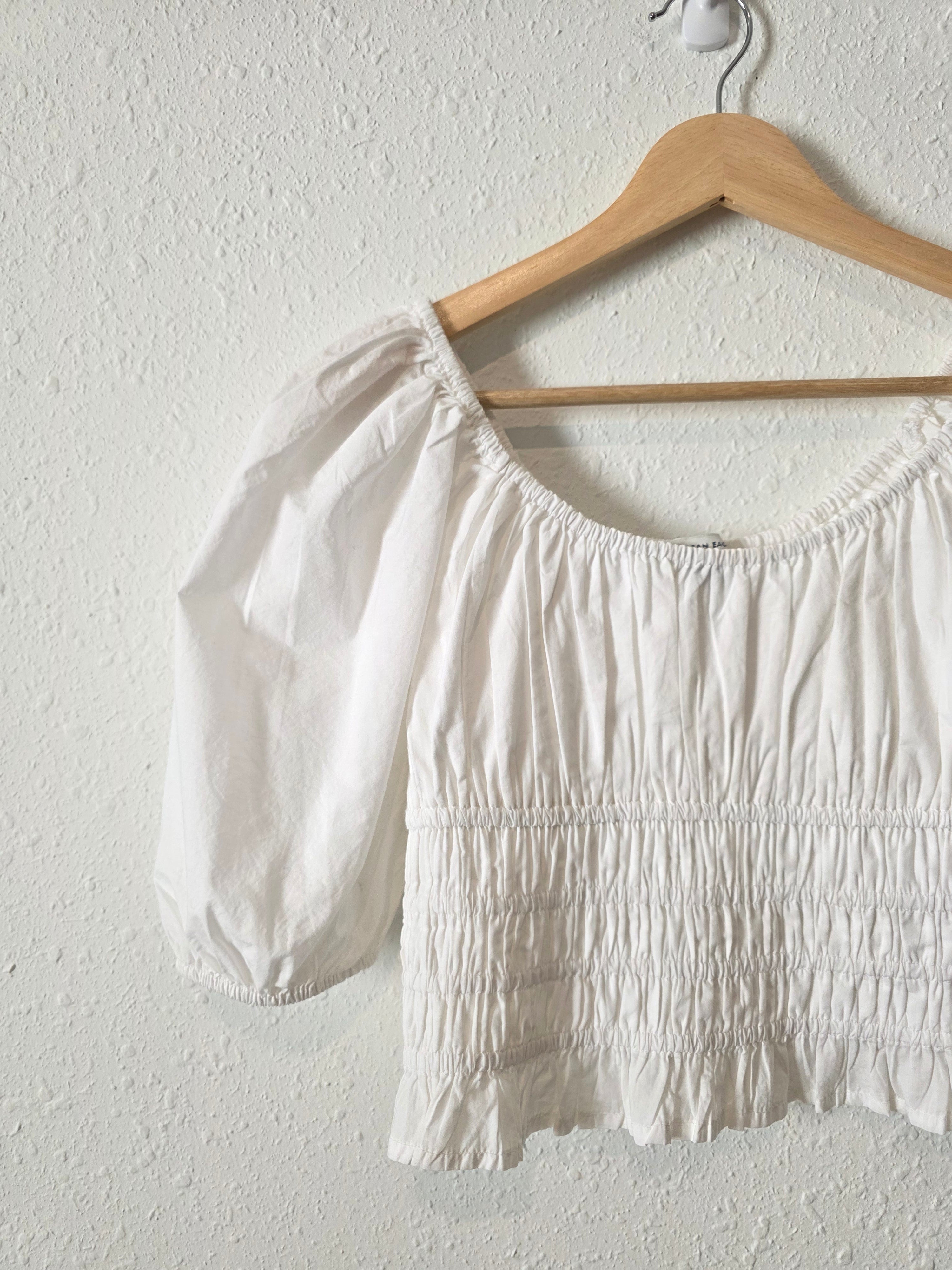 White Smocked Cotton Top (XS)