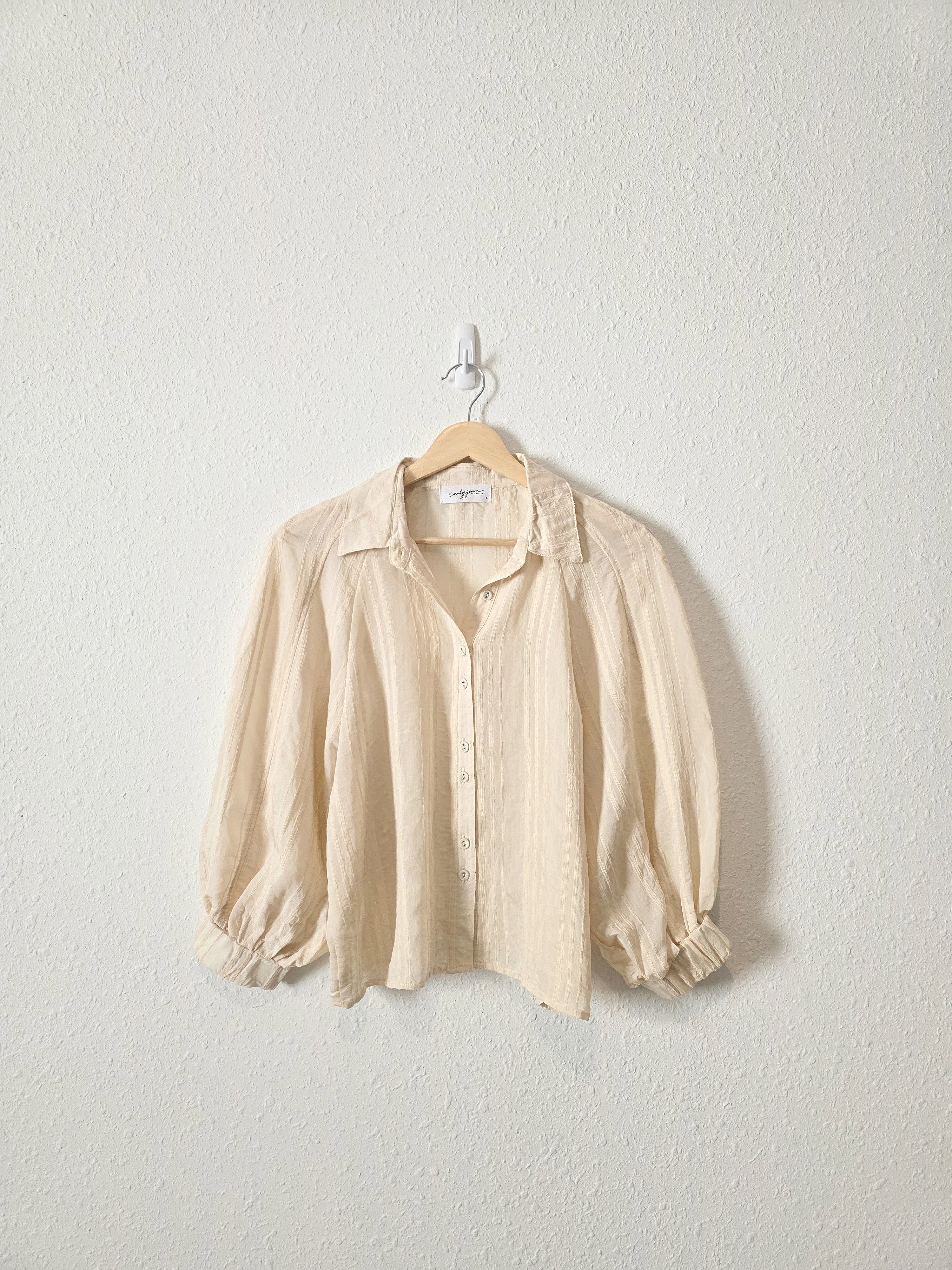 Carly Jean Puff Sleeve Button Up (S)