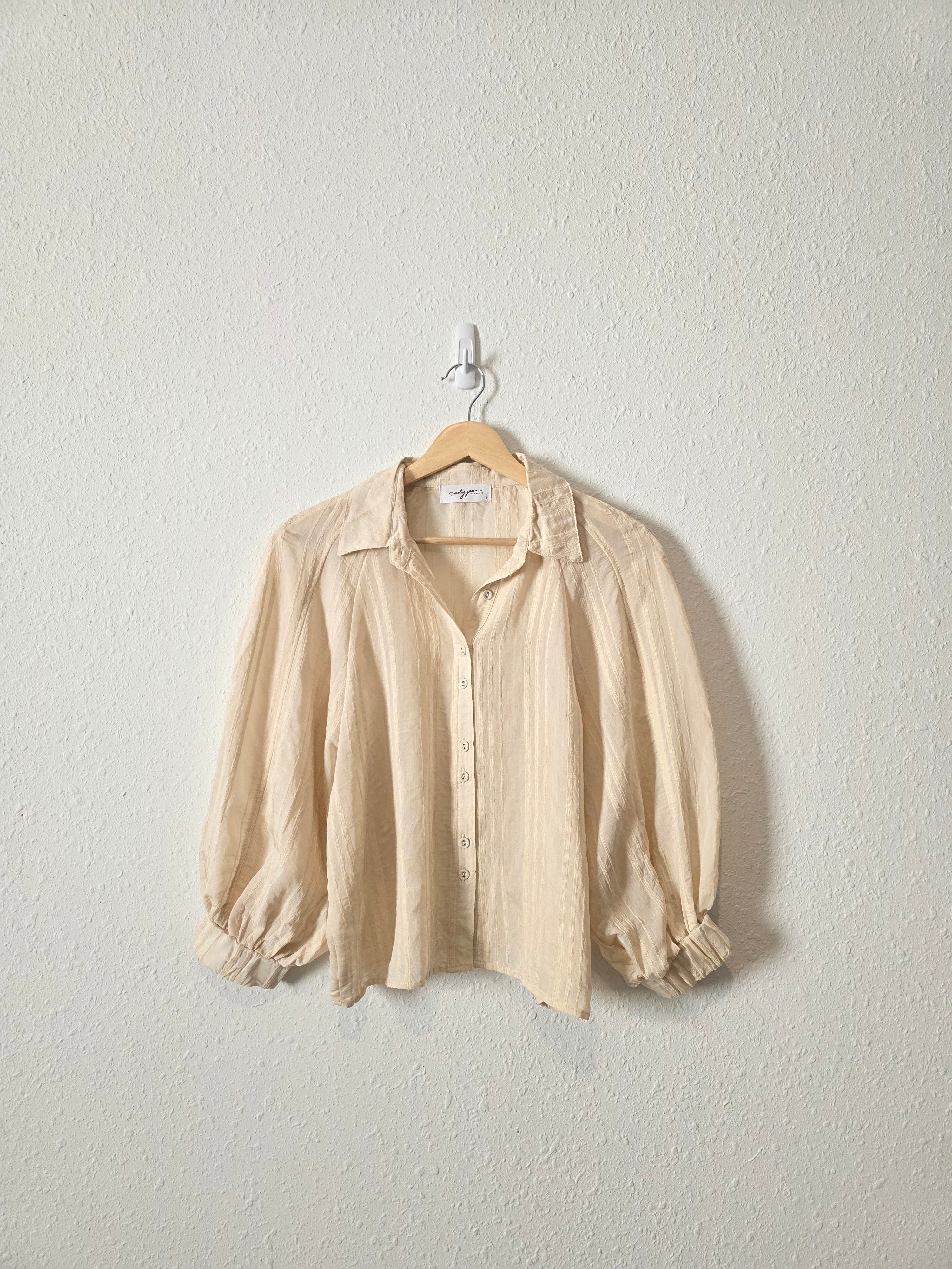 Carly Jean Puff Sleeve Button Up (S)