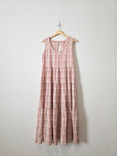 Plaid Cotton Midi Dress (XXS-S)