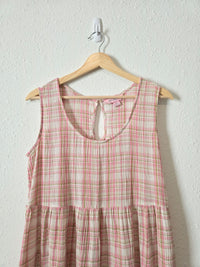 Plaid Cotton Midi Dress (XXS-S)