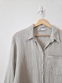 Zara Button Up Linen Shirt (M)