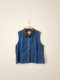 Vintage Denim Button Up Vest (XL)