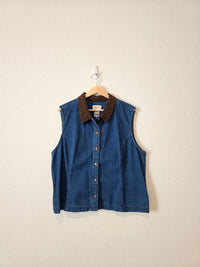 Vintage Denim Button Up Vest (XL)