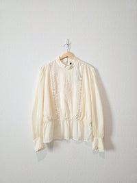 NEW Floral Embroidered Cotton Blouse (XL)