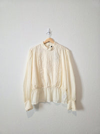 NEW Floral Embroidered Cotton Blouse (XL)