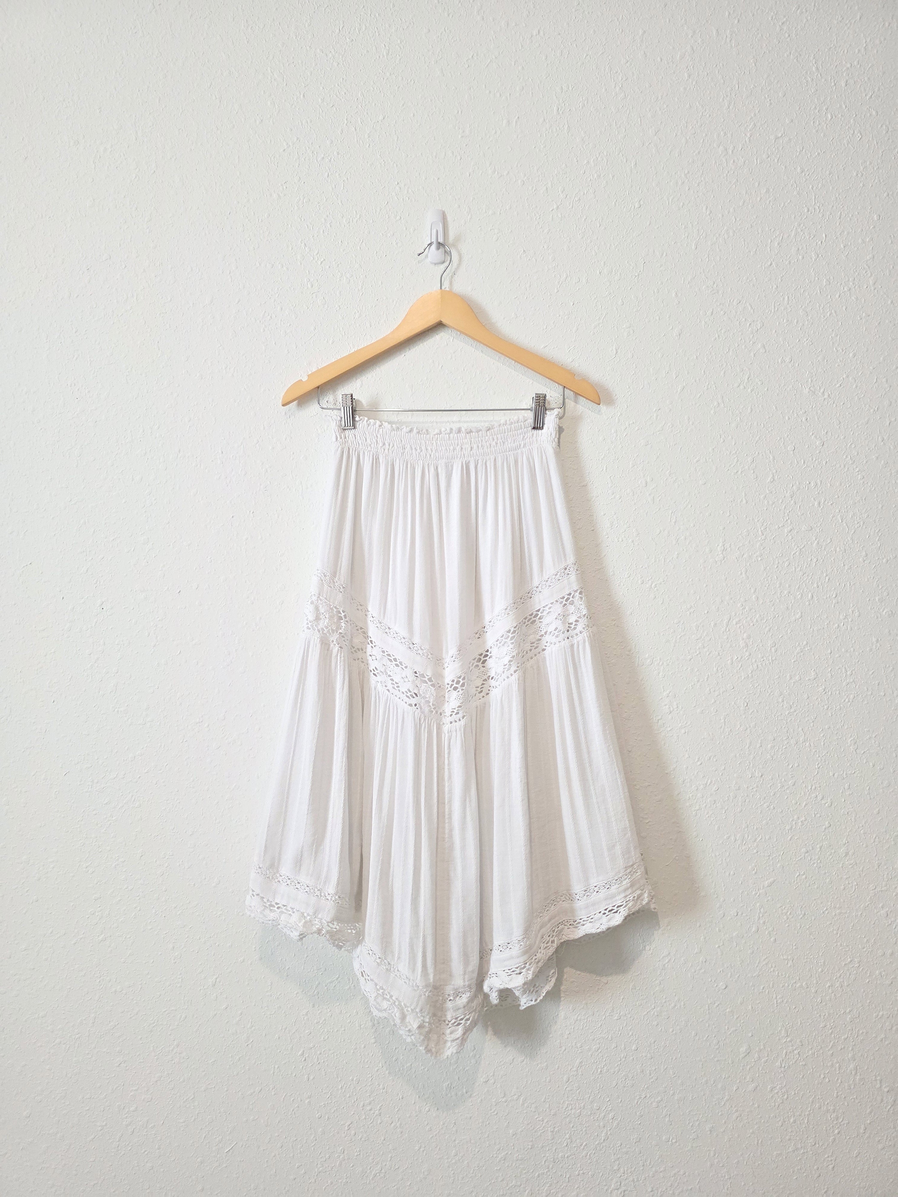 White Floral Lace Midi Skirt (XS)