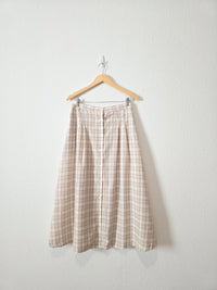 Vintage Neutral Gingham Midi Skirt (12)