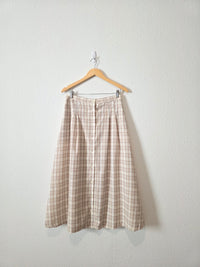 Vintage Neutral Gingham Midi Skirt (12)