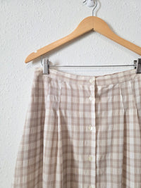 Vintage Neutral Gingham Midi Skirt (12)