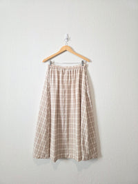 Vintage Neutral Gingham Midi Skirt (12)