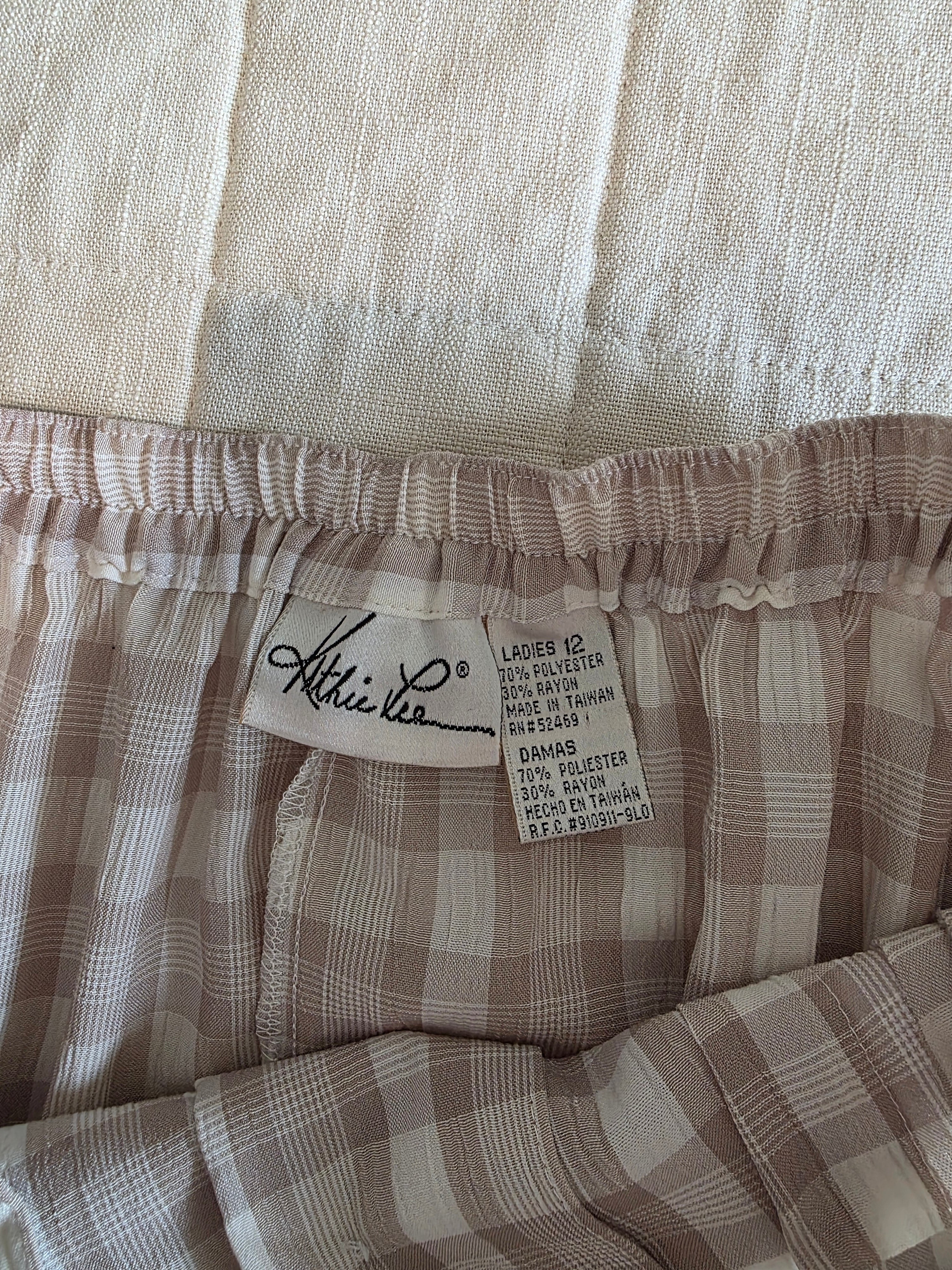 Vintage Neutral Gingham Midi Skirt (12)