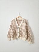 Neutral Checkered Striped Cardigan (M)