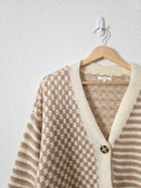 Neutral Checkered Striped Cardigan (M)
