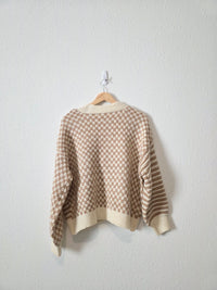 Neutral Checkered Striped Cardigan (M)