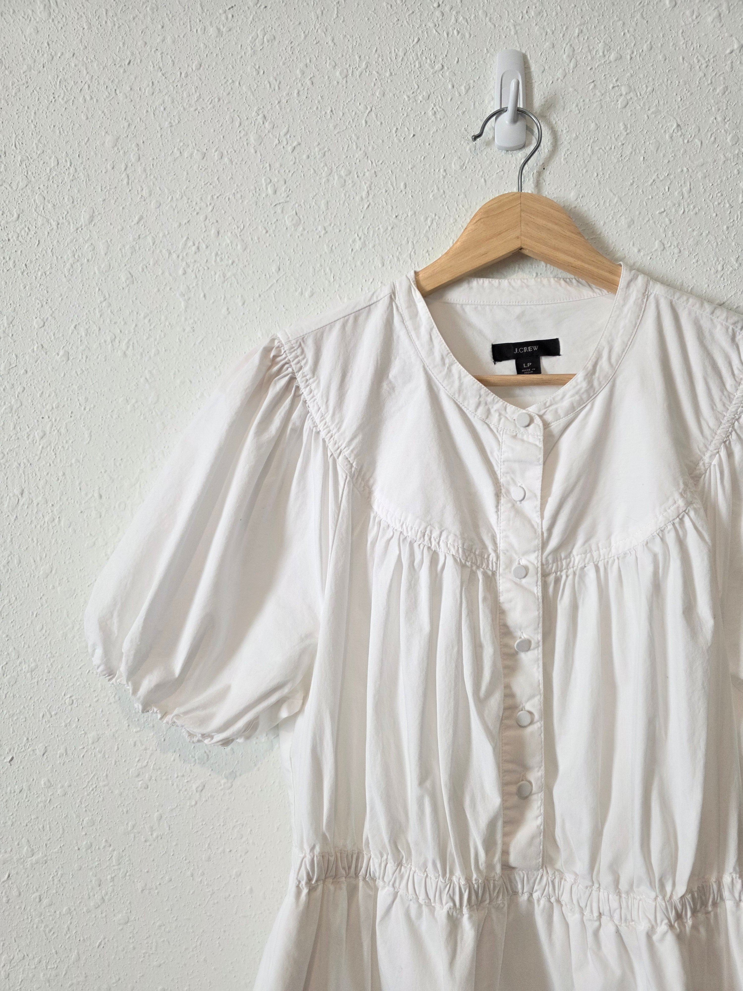 J.Crew White Puff Sleeve Dress (LP)