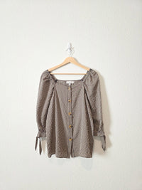 Hayden Gingham Puff Sleeve Blouse (S)