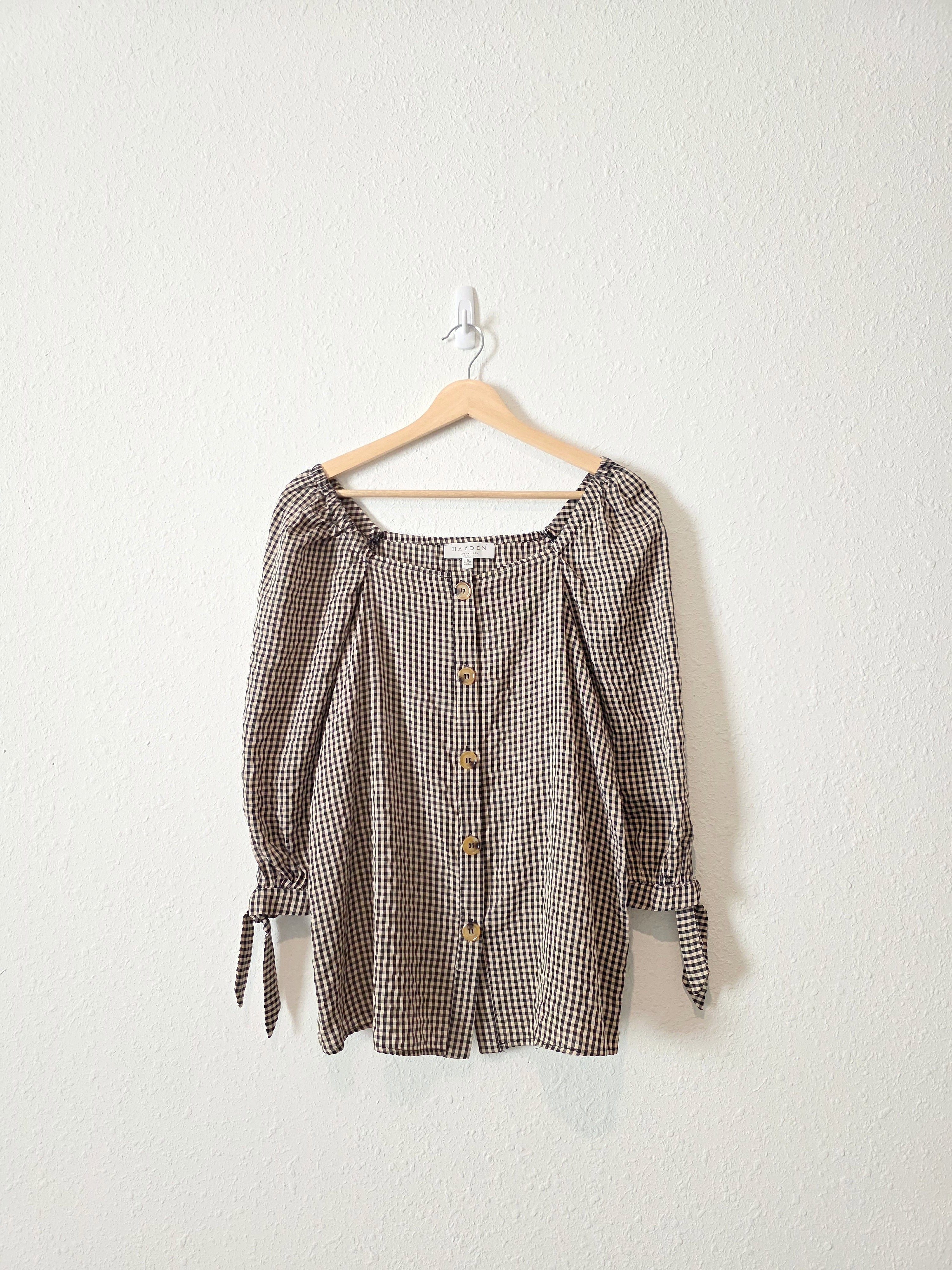 Hayden Gingham Puff Sleeve Blouse (S)