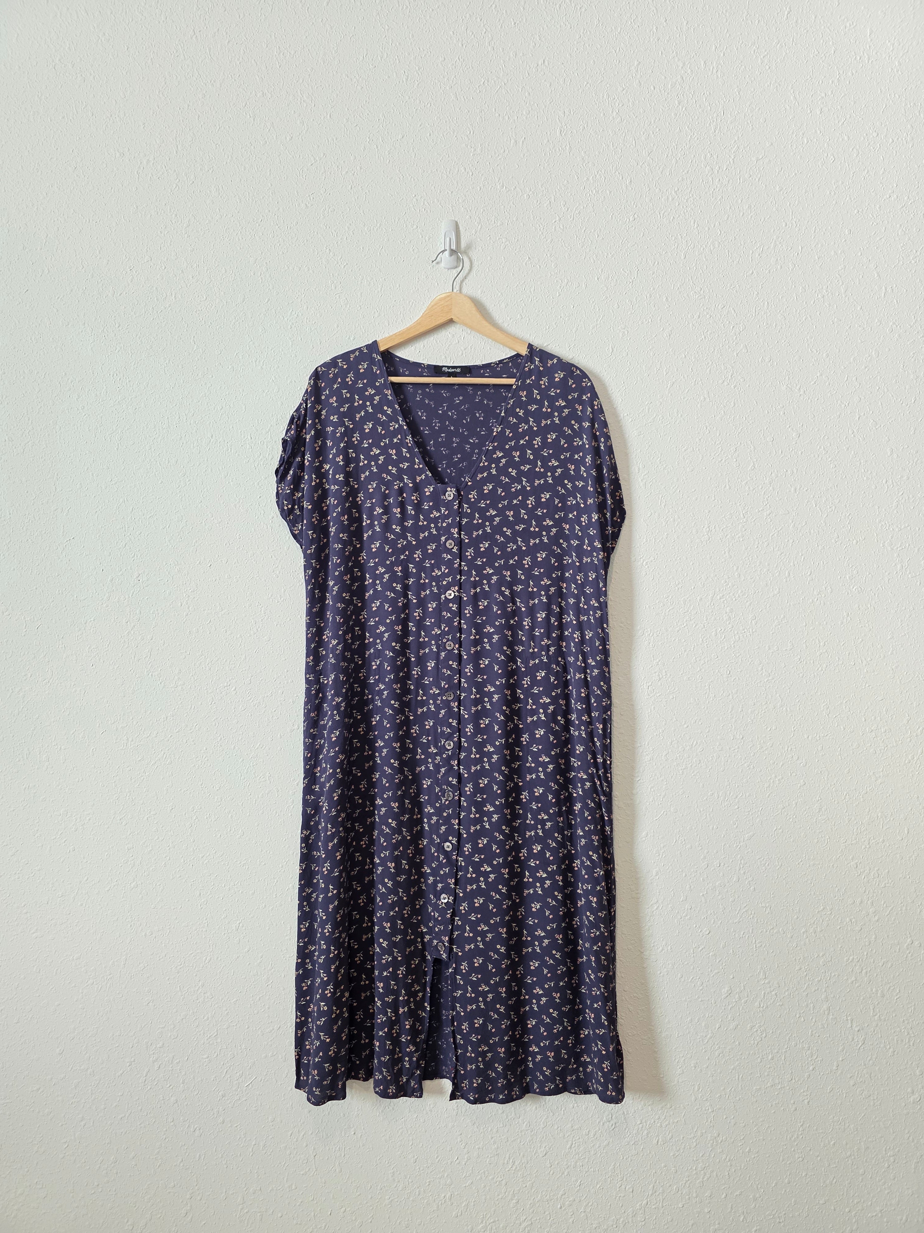Madewell Navy Floral Midi Dress (L)