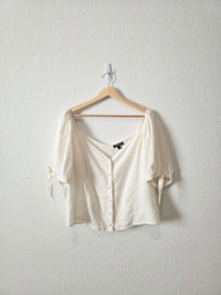 NEW Linen Blend Puff Sleeve Top (XL)