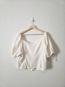 NEW Linen Blend Puff Sleeve Top (XL)