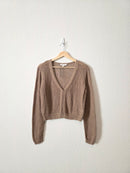 NEW Brown Crochet Knit Top (XS)