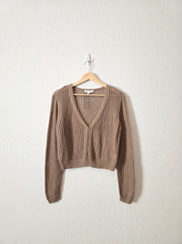 NEW Brown Crochet Knit Top (XS)