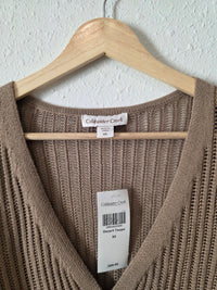 NEW Brown Crochet Knit Top (XS)