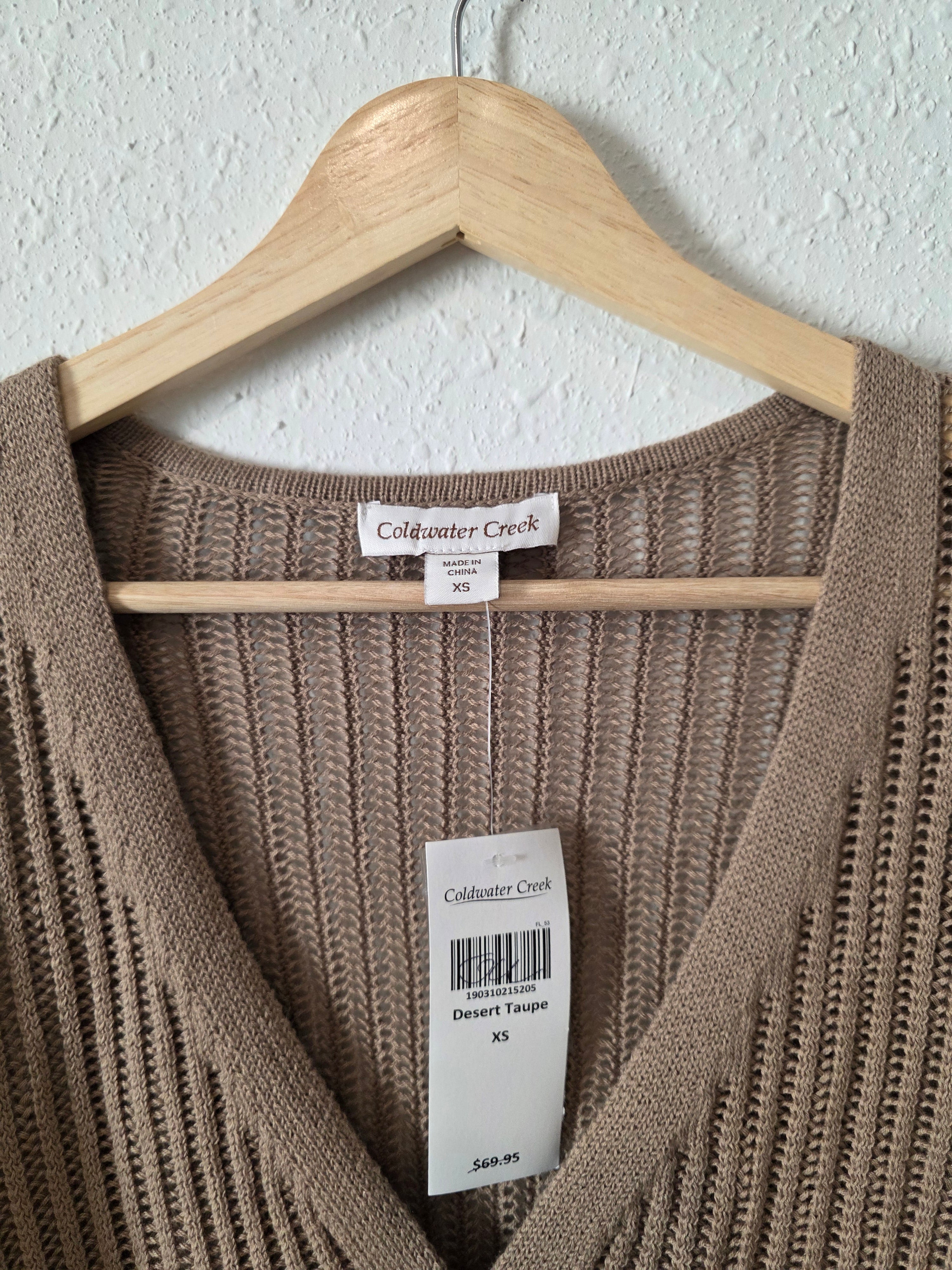 NEW Brown Crochet Knit Top (XS)